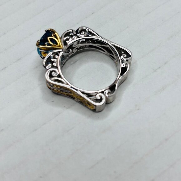 MICHAEL VALITUTTI 18K Gold London Blue Topaz Ring Size 8 - Picture 6 of 8